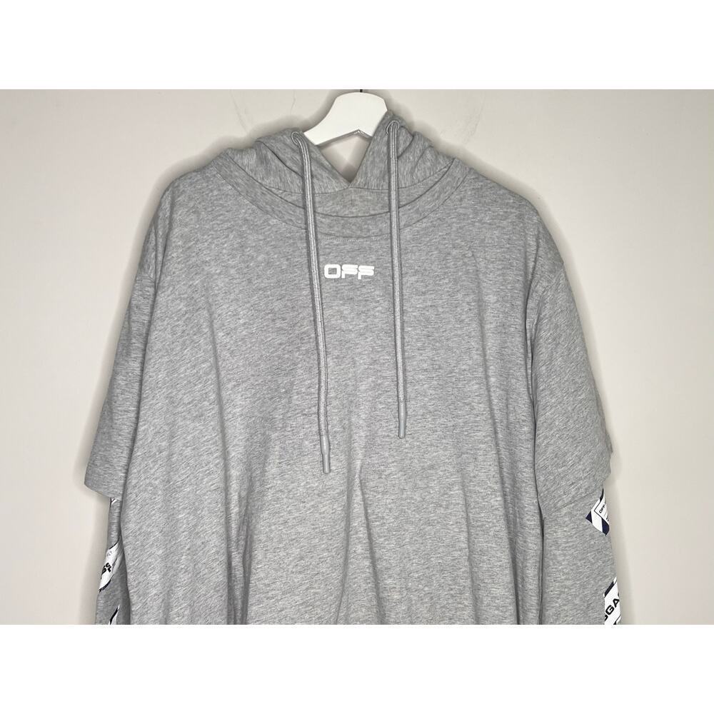Off White 2013 Airport Tape Double Layered Tee Sweatshirt Melange Gray White L - Picture 3 of 15